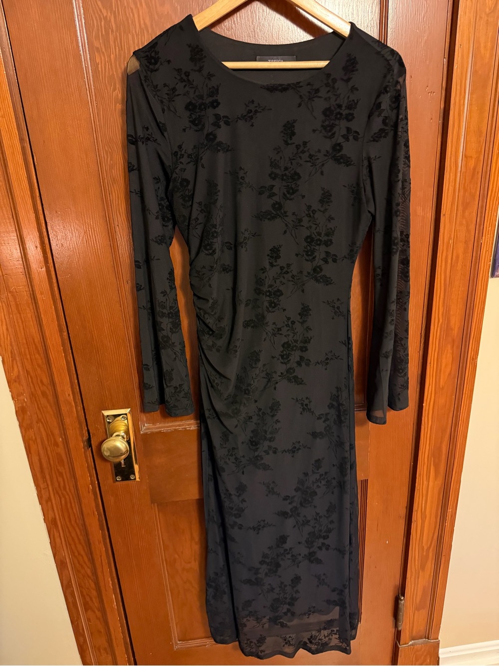Black Floral Long Sleeve Women's Dress